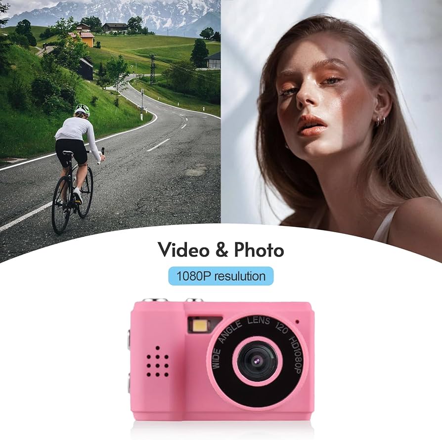 Omana Mini Digital Camera with LCD Display Small Compact Portable Video Recorder (Pink)